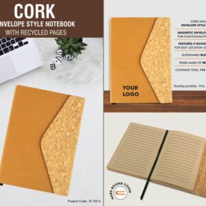 cork magnetic envelope notebook with recycled pages