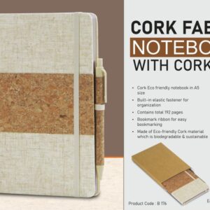 eco friendly cork notebook with cork pen