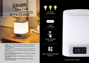 cube rechargeable night lamp with clock
