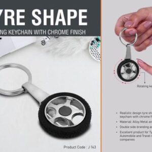 Tyre Shape Rotating Keychain with Chrome Finish for Branding