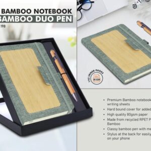 eco friendly a5 bamboo notebook with bamboo pen